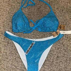 PINK Victoria's Secret Glittery Blue Bikini